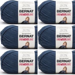 Spinrite Bernat Fabwoolous Yarn Navy 1 Pack of 6 Skein