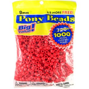 Opaque Pony Beads Red 6mm X 9mm 