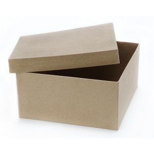 Square Paper Mache Box 9 inch x 9 inch x 4 inch 