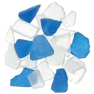 Genuine Glass Marbles in Mesh Bag Blue and Frost 1 lb