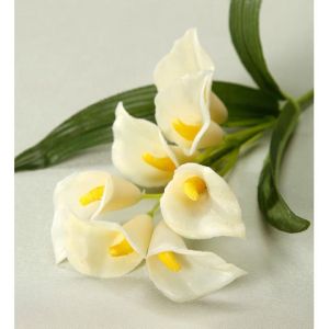 Calla Lily Pick Blooms and Leaves Cream 10 Inches