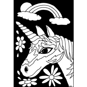 Velvet Color In Poster Unicorn Face 6 X 9 Inches