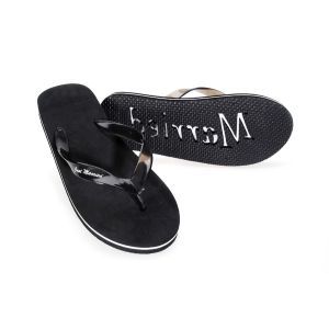 Mens Just Married Black Flip Flops Small