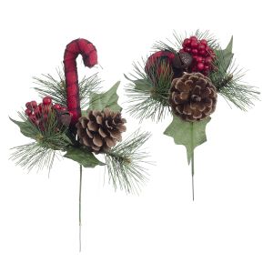 Christmas Pick Bufaloplaid Orn Candy Cane X2Ardblack 7 Inches Window Box