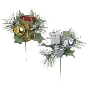 Glitter Christmas Pick 3 X 7 Inches 2 Assorted Colors