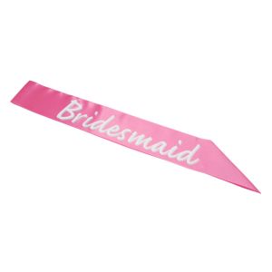 Bridesmaid Sash Pink With White