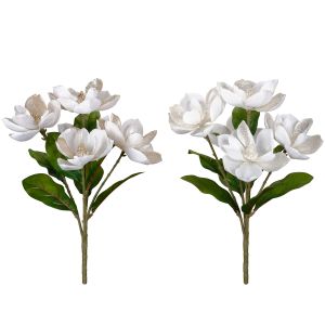 Christmas Decoration White and Green Magnolia Bush 11 x 21 Inch. 