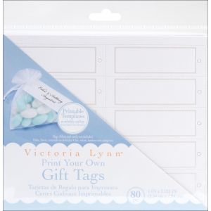 Print Your Own Gift Tags 1 Inch X 3.125 Inches White Rectangle with Pearl Accent