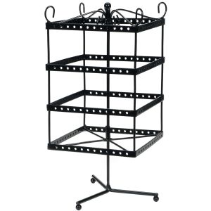 Metal Jewelry Display Spinner 6 X 6 X 13 Inches Black