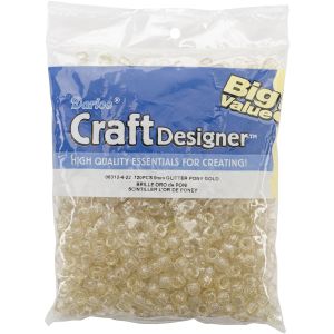 Pony Beads Transparent Glitter Gold 6mm by 9mm