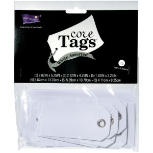 Core Tags Textured White Assorted Sizes