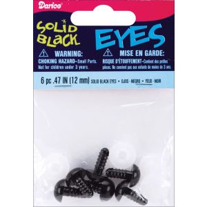 Shank Back Solid Eyes with Plastic Washers 12 mm Black