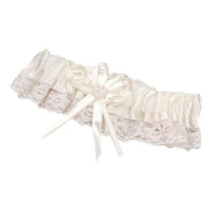 Cream Lace Trim Heart Bridal Garter