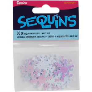 Darice 676 Sequin Snowflake White Iris 30PC Per Pkg