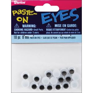 Paste On Wiggle Eyes 8mm Black