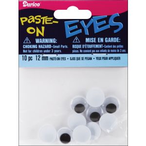 Paste On Wiggle Eyes 12mm Black