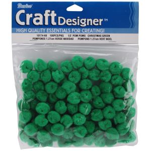 Acrylic Pom Poms Kelly Green 0.5 Inch