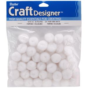 Acrylic Pom Poms White 0.75 Inch