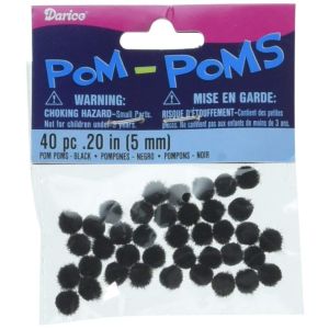 5mm Acrylic Pom Poms Black 40 Pack