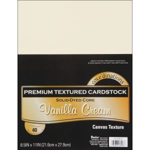 Darice Core dinations Premium Textured Vanilla Cream Cardstock Vanilla Cream 8 1 2 inch x 11 inch 65 lb Paper Weight 40 Pack