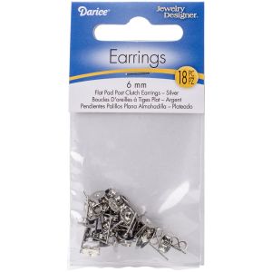 Flat Pad Earring Posts and Butterfly Clutches 6 mm Surgical Steel Item ID - 6331435