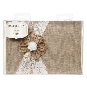 David Tutera Burlap and Lace Guest Book