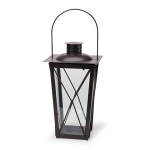 Tapered Black Metal Candle Lantern 6.75 X 6.75 X 11.875 Inches