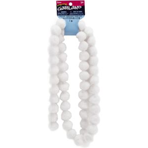 Acrylic Pom Pom Garland White 1 inch x 4ft