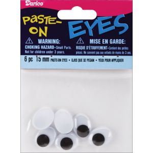 Paste On Movable Oval Wiggle Eyes 15mm Black