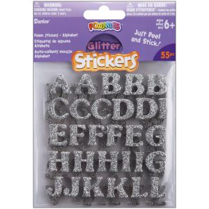 Glitter Alphabet Stickers Silver
