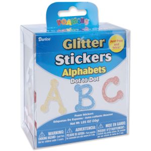 Darice Foam Glitter Stickers Dot Alphabet Theme 1 inch Size Assorted Colors 1.05 oz Pack