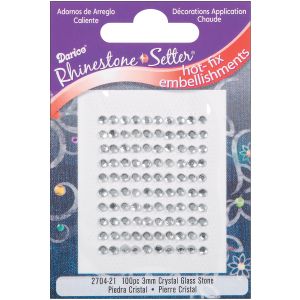 Darice Rhinestone Setter Hot Fix Embellishments 3mm 100 Per Pkg Crystal Glass Stone