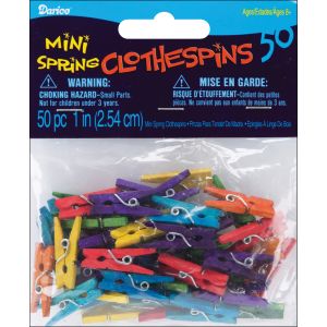 Mini Spring Clothespins Multicolored 1 Inches