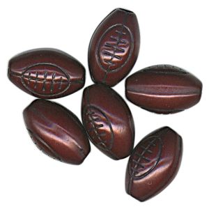 Team Sport Beads Acrylic Football Brown and Black 12mm x 18mm