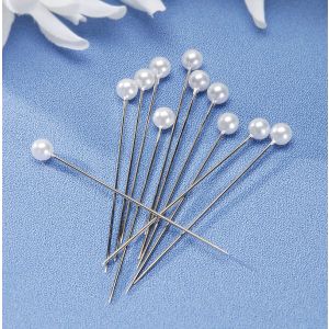 White Pearl Corsage Pin Silver 144 Pack
