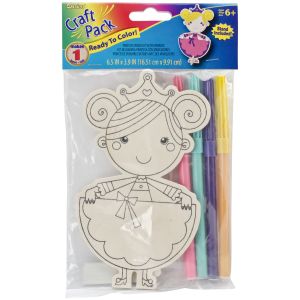 Wood Figure for Kids with Markers Princess
