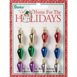 Plastic Metallic Christmas Tree Bulbs 1 Inches Flame Multicolor