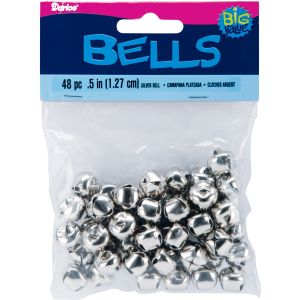 Darice Jingle Bells Silver 0.5 inch Size 48 Pack
