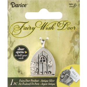 Fairy Door metal Charm Triangle Window Antique Silver