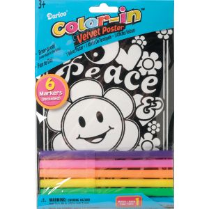 Velvet Color In Poster Smiley Face and Peace 6 X 9 Inches