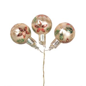 Gold Ornament Pick With Glitter Poinsettia Design 2 Assorted Sizes