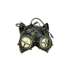 Gold Steampunk Kitty Cat Women s Costume Half Mask with Goggles Masquerade
