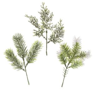 Christmas Floral Greens Assorted Styles Glittered Silver And Gold 9 Inches