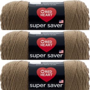 Spinrite Red Heart Super Saver Yarn Cafe Latte 1 Pack of 3 Skein