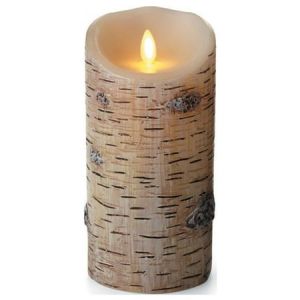 Flameless Led Candle Textured Birch Bark Pillar 7Inches