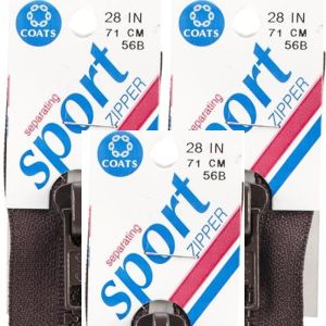 Spinrite Coats Sport Separating Zipper 28inch Brown 1 Pack of 3 Piece