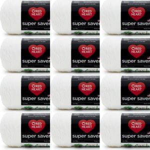 Spinrite Red Heart Super Saver Yarn White 1 Pack of 12 Skein