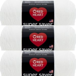 Spinrite Red Heart Super Saver Yarn White 1 Pack of 3 Skein