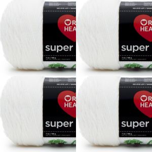 Spinrite Red Heart Super Saver Yarn White 1 Pack of 4 Skein