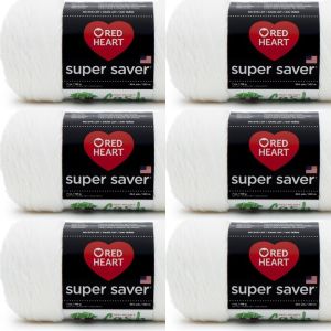 Spinrite Red Heart Super Saver Yarn White 1 Pack of 6 Skein
